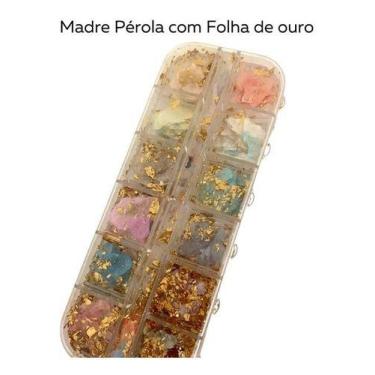 Imagem de Estojo Madre Pérola Com Folha De Ouro - 12 Cores - oem