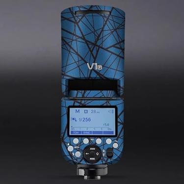Imagem de Adesivo flash de câmera antiarranhões para Godox V1 Flash Coat Wrap película protetora corporal protetor de corpo capa de pele V1 (azul cruzado)