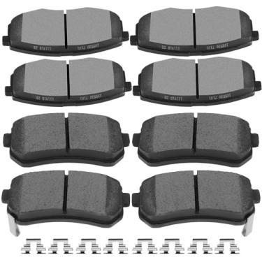 Imagem de SCITOO Kits de pastilhas de freio a disco D1397-8505 e D1157-8267 Conjunto de 8 peças de pastilhas de freio dianteiro e traseiro adequado para Hyundai para Elantra 2009-2012, Kia para Forte 2010-2013