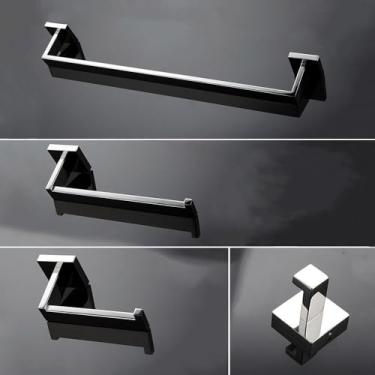 Imagem de Conjunto de banheiro de aço inoxidável polido - Toalheiro, porta-papel higiênico, saboneteira - Ferragens, kit com 4 peças. 50 cm, 1 barra