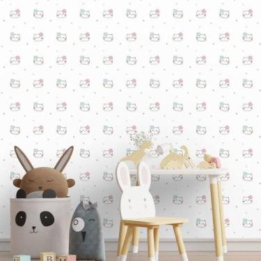 Imagem de Papel De Parede Adesivo Hello Kit Gatinho Gato Fofo 12m - DELIQUADROS