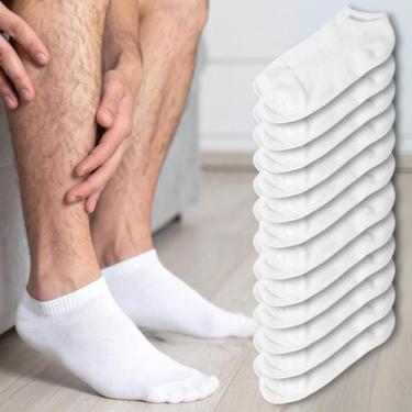 Imagem de Kit 12 Meia Soquete Masculina Curta Cano Baixo Branca Preta - Rupee, B