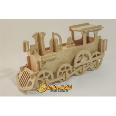 Imagem de Quebra-Cabeça 3D  LOCOMOTIVA MARIA FUMAÇA 32 peças em MDF - DINOBRINQU