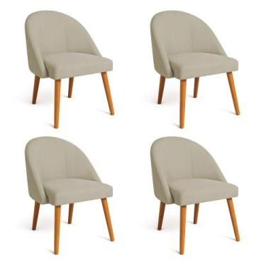 Imagem de Kit 04 Cadeiras Poltrona de Jantar Luna Suede Capuccino Pés Palito Cas
