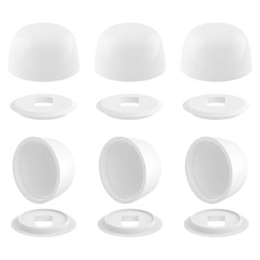 Imagem de SDTC Tech 6 pacotes de tampas de parafuso de vaso sanitário universais, tampas de parafuso de pressão de plástico redondas, tampas de parafuso de vaso sanitário com arruelas extras para fácil
