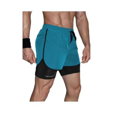 Imagem de Shorts de Treinamento Masculino 2 em 1 - Leve e Ideal para Academia, Y