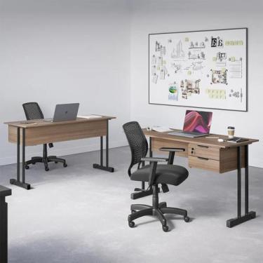 Imagem de Mesa Escrivaninha para Escritório Ecos 100cm 2 Gavetas Industrial para