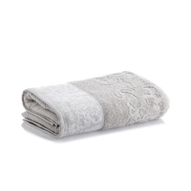 Imagem de Toalha de Rosto Jacquard Medalhão 50cm x 70cm - Corttex, Cinza