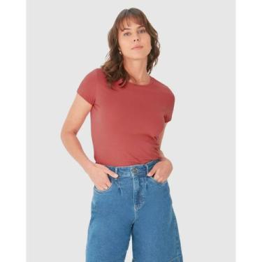 Imagem de Blusa Feminina Gola Careca Manga Curta Básica Malwee R. 4499, Rosa 702