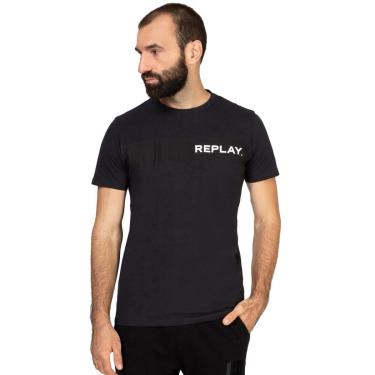 Imagem de Camiseta Replay Masculina Institutional Logo Azul Marinho-Masculino