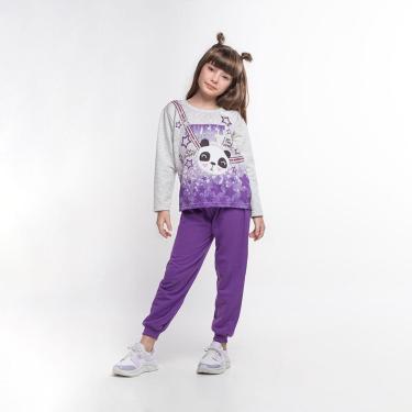 Imagem de Conjunto Infantil Menina Moletom Panda Cinza-Feminino