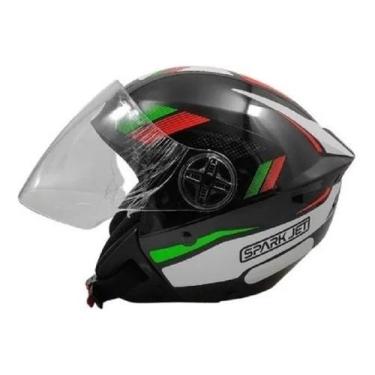 Imagem de Capacete Aberto EBF Spark Jet Sting Brilhante Preto, Preto Brilho/Bran