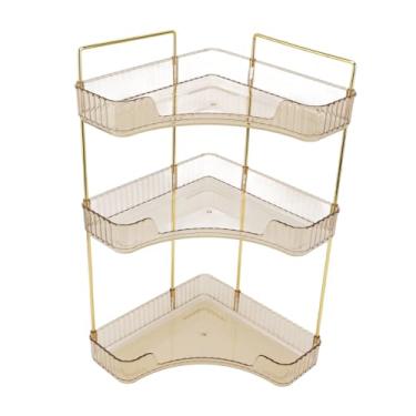 Imagem de Tnfeeon Organizador Modern Make -up Prateleiras Em 3 Níveis de Banheiros Elegantes de canto. Para Cuidados Com a Pele Cosmética, Material de Plástico (Âmbar)