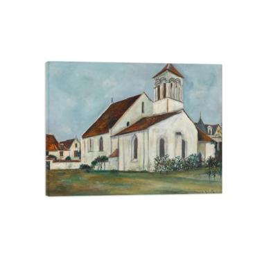 Imagem de Marice Utrilo Famosas Pinturas em Tela Embrulhada Arte de Parede Decoração de Parede de Quarto Pintura de Reprodução em Tela - Igreja 9/60x80cm24x31inch Emoldurado