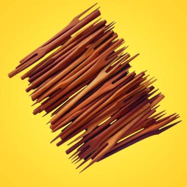 Imagem de Garfos de Madeira para Petiscos (2 PONTAS) | Sustentável e Ecológico | Ideal para Frios e Aperitivos (12 Unidades) | 5 PONTOS@