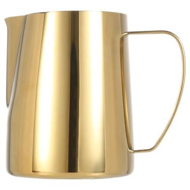 Imagem de Jarra de espuma de leite, 600 ml, aço inoxidável, 600 ml, copo vaporizador de leite para latte, dourado