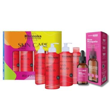 Imagem de KIT Skincare Anti Rugas Rhenuks , Sérum Rosa Mosqueta Clareador Ultra 