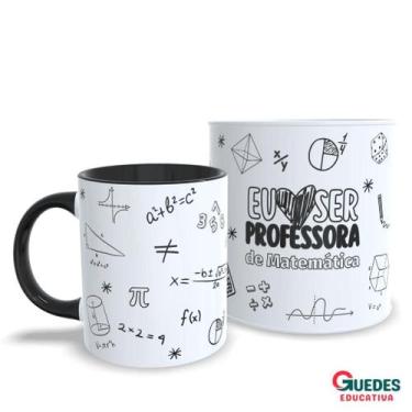 Imagem de Caneca Eu amo ser professor(a) de Matemática - Guedes Educativa, Preto