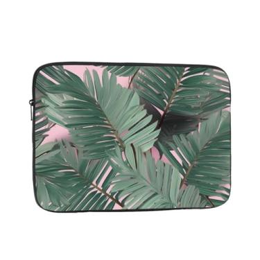 Imagem de Capa para laptop com folhas de palmeira verde, rosa para laptop, capa protetora para notebook de 15 polegadas