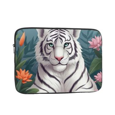 Imagem de Capa para laptop linda bolsa de laptop tigre branco bolsa de transporte para computador 12 polegadas capa protetora para notebook