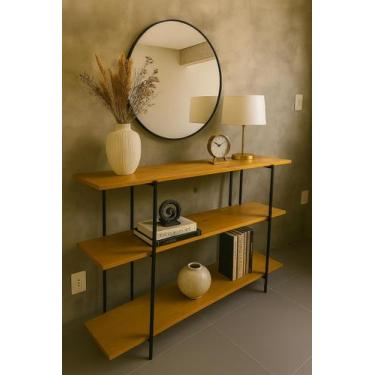 Imagem de Buffet Aparador Madeira Natural com Base de Ferro  Sala de Jantar - Lo