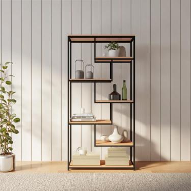 Imagem de Estante Nino Marrom e Preta 180 cm