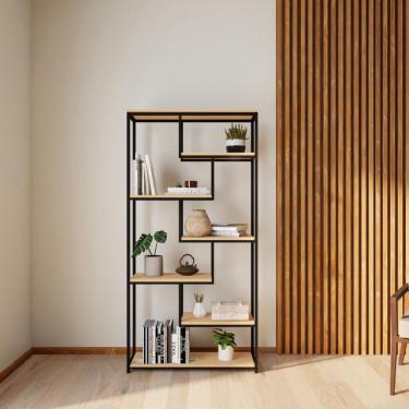 Imagem de Estante Neiva Marrom e Preta 180 cm