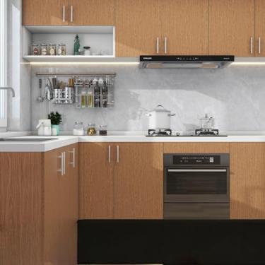 Imagem de Adesivo decorativo de papel de parede de grão de madeira autoadesivo de PVC espesso à prova d'água e anti-incrustante - grão de madeira de rocha marrom - 40 * 500 cm