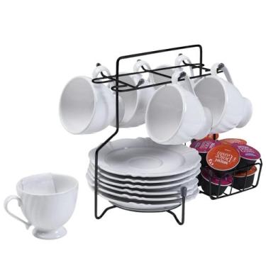 Imagem de Suporte P/ Cantinho Do Café Organizador P/ 6 Xícaras Pires Cápsulas P/