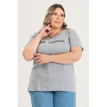 Imagem de T-shirt Feminina Plus Size em Malha Algodão c/ Estampa "LOS ANGELES" -