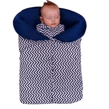 Imagem de Porta Bebê Saco de Dormir Quentinho Para Bebê Menino Chevron Azul Marinho