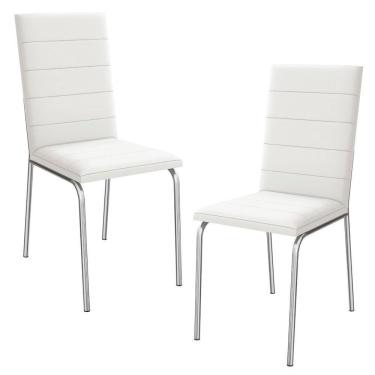 Imagem de Kit 2 Cadeiras Cromada Sala Jantar 2C091CR Corino Kappesberg Branco
