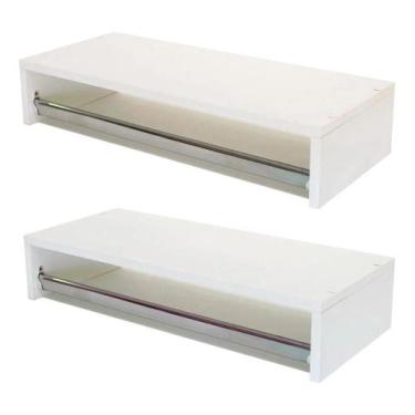 Imagem de Kit 2 Cabideiros de Parede Arara Porta Roupas Quarto Closet Branco - S