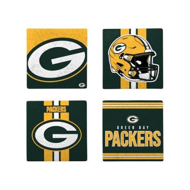 Imagem de FOCO NFL Official Game Day 4-Pack Beverage Drink Stone Coaster Set (Green Bay Packers)