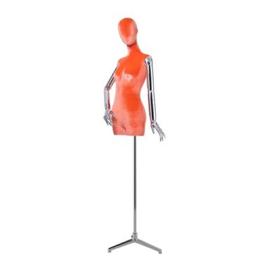 Imagem de Mannequin Manequins de varejo com bases triangulares, torso de veludo destacável e braços giratórios, manequim humano em pose(Orange)