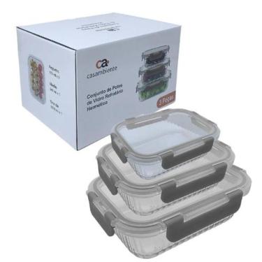 Imagem de Jogo com 3 potes refratarios listrados - Casambiente