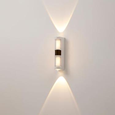 Imagem de Candeeiros de parede LED para ambientes externos, IP65, à prova d'água, de alumínio, arandelas externas, iluminação para cima e para baixo, luzes de parede internas/externas para varanda e pátio