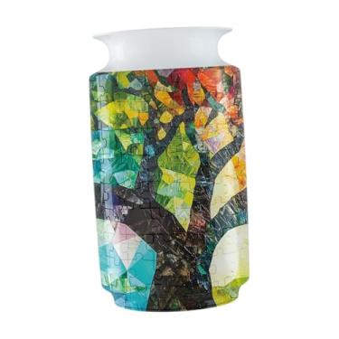 Imagem de Bothyi DIY Puzzle Flower Vaso Flower Dissement Holiday Gift Photo Prop Desktop decoração colecionável, Padrão de árvore