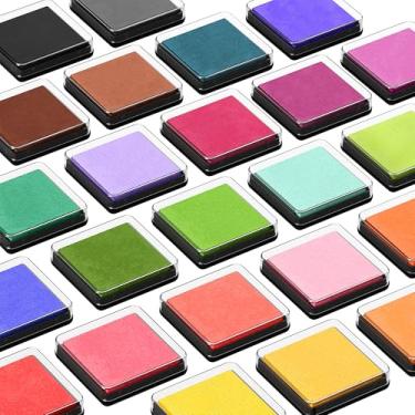 Imagem de Profasion Almofadas de tinta de 24 cores, carimbos de artesanato laváveis para crianças, almofadas de tinta para carimbo, impressão digital, madeira, tecido, papel, pintura. Almofadas para fazer