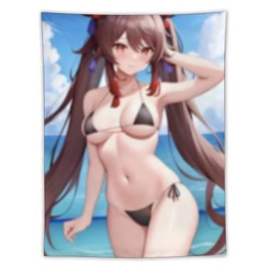 Imagem de LIEGBMEU Sexy Bikini Hot Anime Girl Tapeçaria 152.4 cm x 203.2 cm Interior Exterior Wall Quilt Art Decoração de Tapeçaria Caprichosa, AC013
