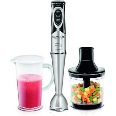 Imagem de Mixer Premium, Mondial, Preto/Inox, 500W, 220V - M-07 com copo/jarra + corta temperos/moedor de carnes/ralador de queijos
