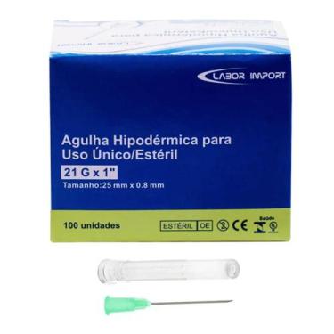 Imagem de Agulha 21 G Descartável 25 x 0,8 (LABOR) - 100 Unidades