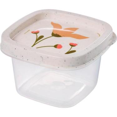 Imagem de Pote Quadrado em Plástico Marmorizado Floral 200ml - Plasutil