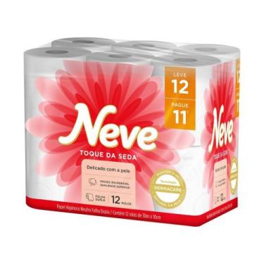 Imagem de Papel Higiênico Folha Dupla Neve Toque de Seda - 12 Rolos 30m