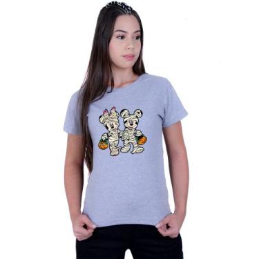 Imagem de Camiseta Baby Look Feminina Mickey Minnie Halloween - Lafre, Cinza, GG
