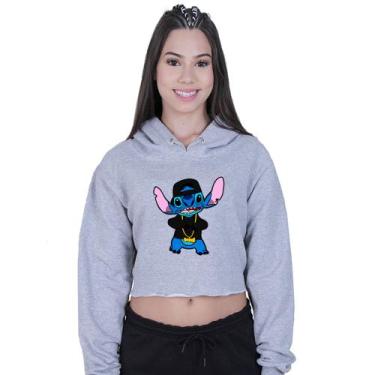 Imagem de Cropped Moletom Feminino Lilo Stitch Gangster - Lafre, Cinza, G