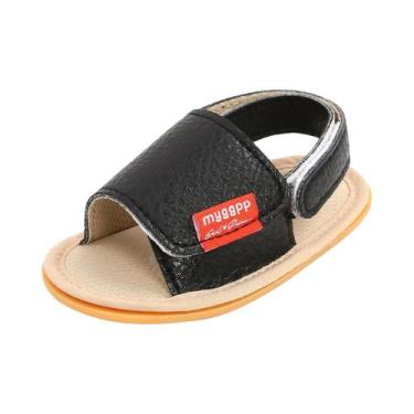 Imagem de Sandálias Retrô de Couro PU para Bebês - Sola de Borracha, 6-12 meses,