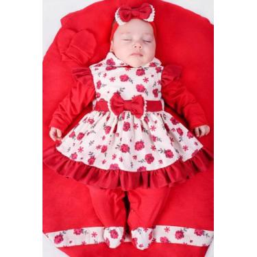 Imagem de Saída de Maternidade Menina Pompom Floral 05 Peças - Maribaby Enxovais