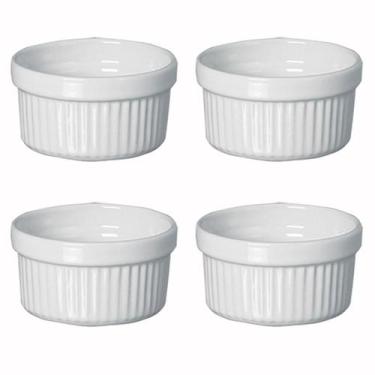 Imagem de Kit 4 ramequim cerâmica branco molheira forno ramekim 100ml - Porto Se