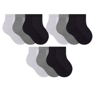 Imagem de Kit 9 Pares De Meias Selene Infantil Cano Curto Algodão, Misto, P - 17